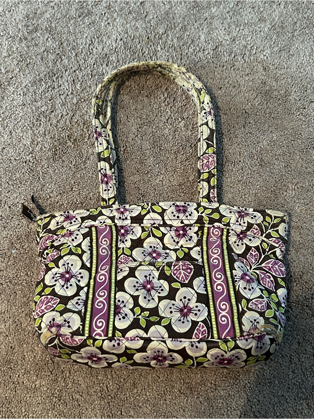 RARE Vera Bradley Retired Quilted Floral Tote Bag Purple/White/Green *READ*